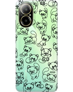 Силиконовый чехол на Realme C67 с рисунком Cute Kitties прозрачный Gosso cases