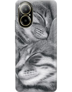 Силиконовый чехол на Realme C67 с рисунком Милующиеся котики Gosso cases