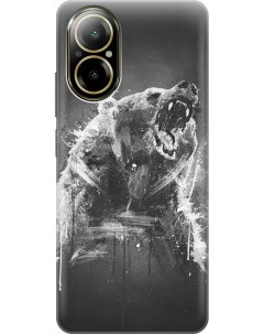 Силиконовый чехол на Realme C67 с рисунком Разъяренный медведь Gosso cases