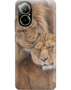 Силиконовый чехол на Realme C67 с рисунком Милые львы Gosso cases