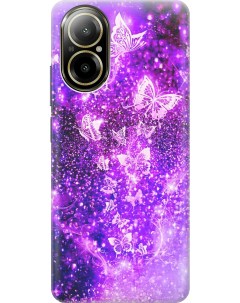 Силиконовый чехол на Realme C67 с рисунком Фиолетовые бабочки Gosso cases