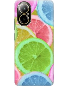 Силиконовый чехол на Realme C67 с рисунком Разноцветные лимоны Gosso cases