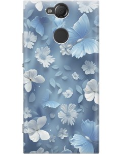 Силиконовый чехол на Sony Xperia XA2 с принтом Голубые бабочки Gosso cases
