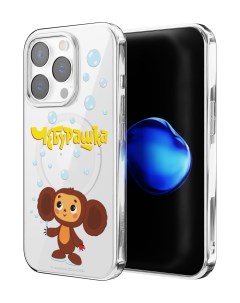 Чехол для iPhone 15 Pro с MagSafe Чебурашка Мыльные пузыри Mcover