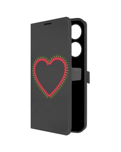 Чехол книжка Eco Book для Xiaomi Poco M6 Pro 4G Сердце из тюльпанов черный Krutoff