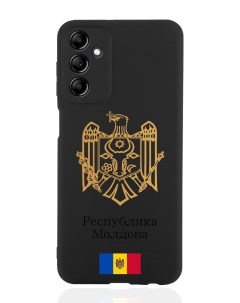 Чехол для Samsung Galaxy A14 Золотой Герб Республики Молдова черный Signumcase