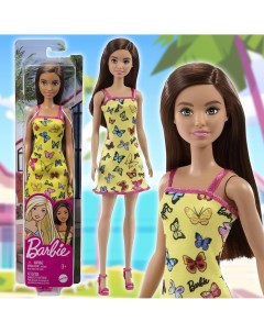 Кукла серия Супер стиль Fashionistas в жёлтом платье с бабочками Barbie