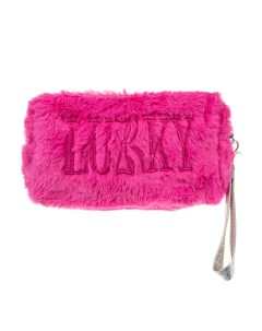 Косметичка плюш объемная с лого розовая 18х10 см Lukky