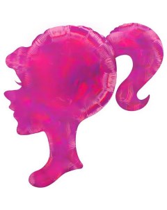 Шар фольгированный 28 фигура Профиль девушки розовый голография Falali