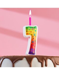 Свеча для торта Цветное пламя 12 3 см цифра 7 Омский свечной