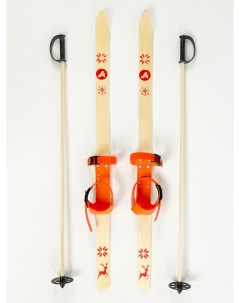 Детский лыжный комплект Маяк Junior 90 см оранжевый дерево Лыжная фабрика маяк