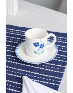 Чашка кофейная с блюдцем 7376872 9x6 5 бело голубой Coincasa