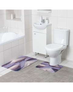 Набор ковриков для ванны и туалета Саванна 2 шт 50x80 40x50 Доляна