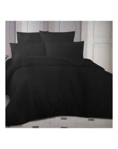 Комплект постельного белья 1 5 спальный Ранфорс черный 4 предмета La besse