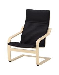 Кресло с подушкой POANG березовый шпон черный Ikea