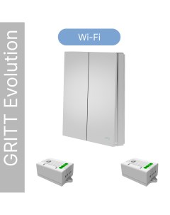 Умный выключатель GRITT Evolution 2кл серебристый комплект 1 выкл 2 реле 1000Вт Gritt electric
