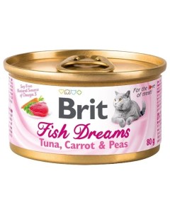 Консервы для кошек Fish Dreams с тунцом морковью и горошком упаковка 12 шт 80гр Brit*