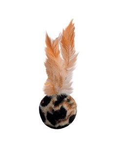 Игрушка для кошек Мяч бархатный с перьями 4 см Nobrand