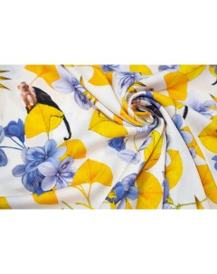 Ткань Вискоза жаккард с цветами и обезьянками 100х135 Unofabric