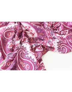 Ткань вискоза платок малиновый с огурцами 212х135 Unofabric