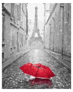 Картина по номерам 40х50 без подрамника Зонт в Париже Вангогвомне