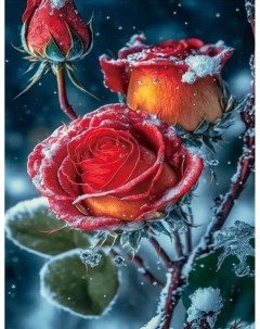 Алмазная мозаика Красная зимняя роза на подрамнике 50x65 GAB74742 Boomboomshop
