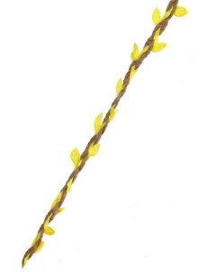 Декоративная веревка с листочками 3м желтая Inbloom