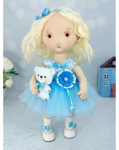 Набор для шитья кукла Бусинка Голубой мягкая текстильная щекастик Куклы-домики