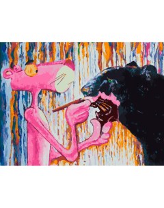 Картина по номерам Розовая пантера красит черную Белоснежка