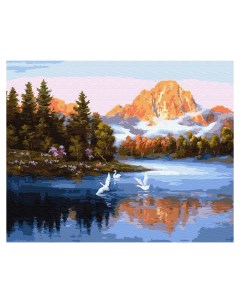 Картина по номерам 40х50 без подрамника Лебеди на озере Вангогвомне