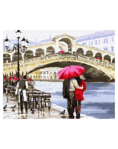 Картина по номерам 40х50 без подрамника Влюбленные у моста в Венеции Вангогвомне