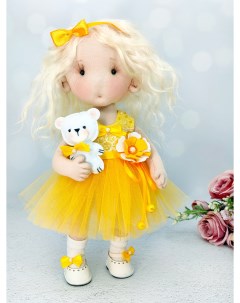 Набор для шитья кукла Бусинка Желтый мягкая текстильная щекастик Куклы-домики