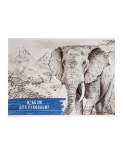 Альбом для рисования А4 40 листов на скрепке Слон обложка мелованный картон блок 100 Nobrand