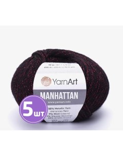 Пряжа Manhattan 904 черный красный 5 шт по 50 г Yarnart
