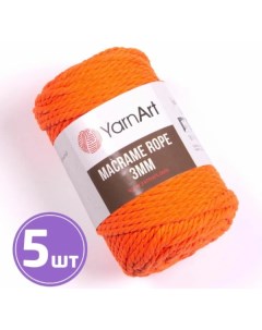 Пряжа Macrame rope 3 мм 800 апельсин 5 шт по 250 г Yarnart