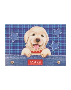 Альбом для рисования А4 16 листов на скрепке Собаки обложка мелованный картон блок 10 Calligrata