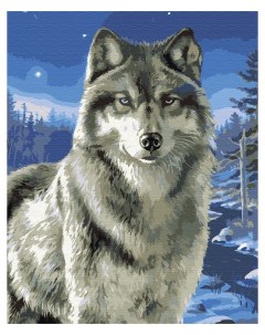 Картина по номерам 40х50 без подрамника Волк в заполярье Вангогвомне