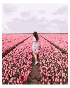 Картина по номерам 40х50 на подрамнике Поле тюльпанов Вангогвомне