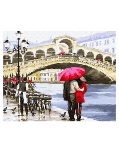 Картина по номерам 40х50 на подрамнике Влюбленные у моста в Венеции Вангогвомне