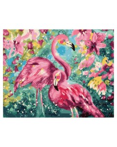 Картина по номерам 40х50 без подрамника Пара розовых фламинго Вангогвомне