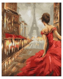 Картина по номерам Девушка на улице Парижа 40х50 без подрамника Вангогвомне