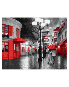 Картина по номерам Прогулка под красным зонтом 40х50 без подрамника Вангогвомне
