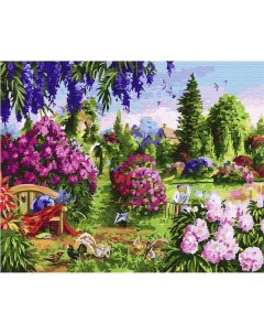 Картина по номерам 40х50 на подрамнике Красочный сад Вангогвомне
