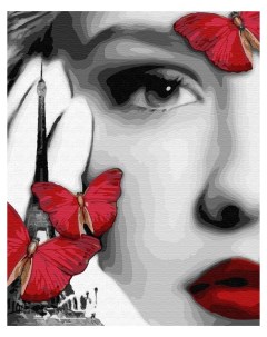 Картина по номерам Девушка и красные бабочки 40х50 без подрамника Вангогвомне