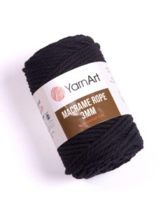 Пряжа Macrame rope 3 мм 750 черный 5 шт по 250 г Yarnart