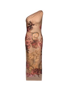 Платье на одно плечо цветы в азиатском стиле Alberta ferretti