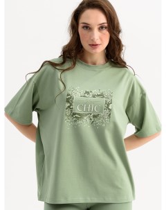 Жен футболка Оверсайз Зеленый р 42 Оптима трикотаж