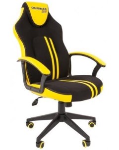 Игровое кресло game 26 черный жёлтый экокожа регулируемый угол наклона механизм качания Chairman