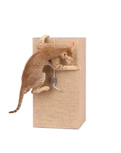 Когтеточка лежанка столбик Брутал 32х32х60 см из джута и ковролина для кошек Pet hobby
