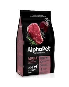 Сухой корм для собак крупных пород с говядиной 12 кг Alphapet